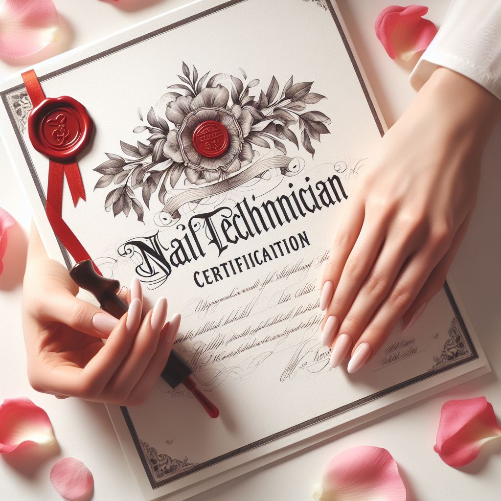 A certificate of nail technician training and qualification, highlighting the importance of certification in choosing a reliable nail technician
