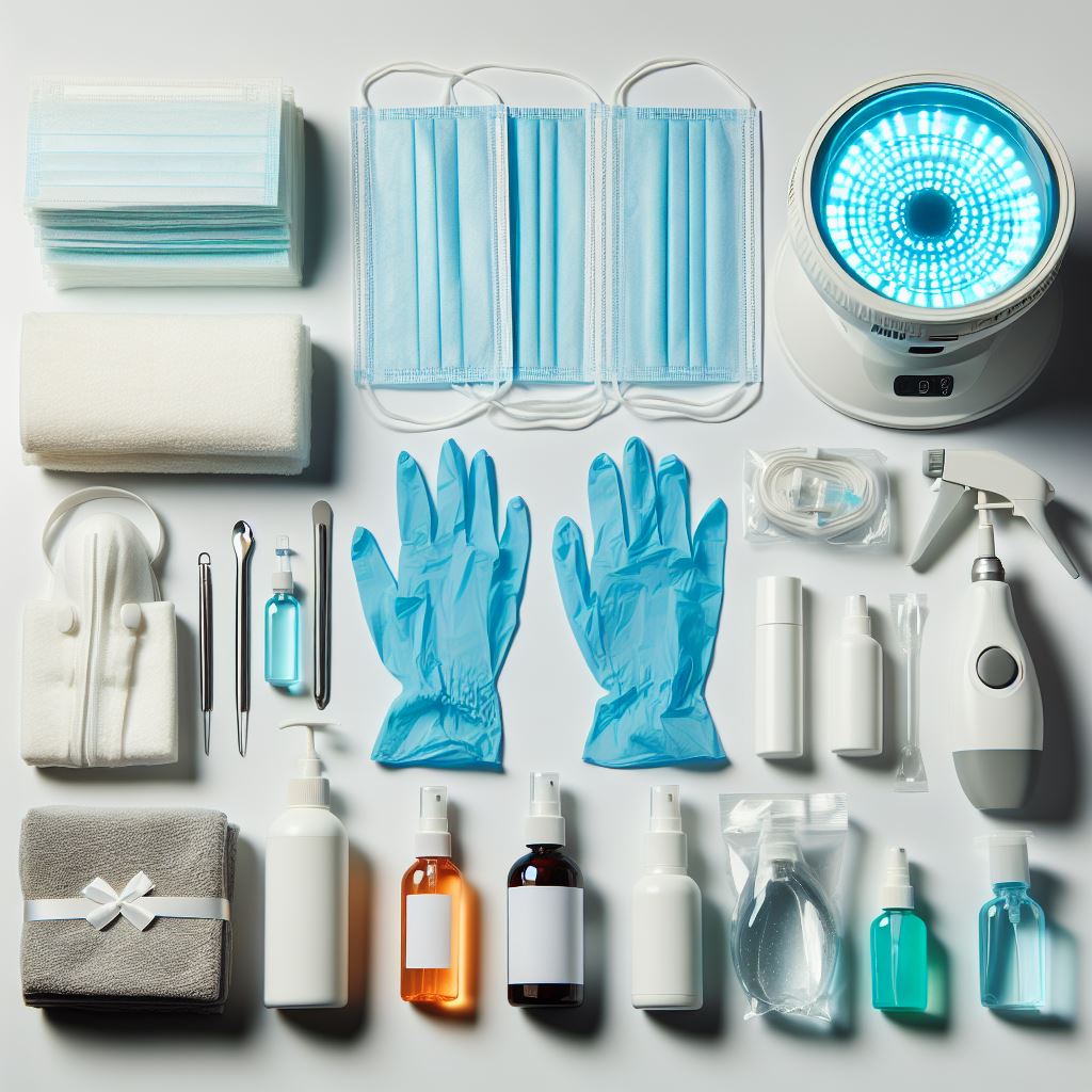 A nail technician sanitizing their tools, emphasizing the importance of health and safety standards in nail care