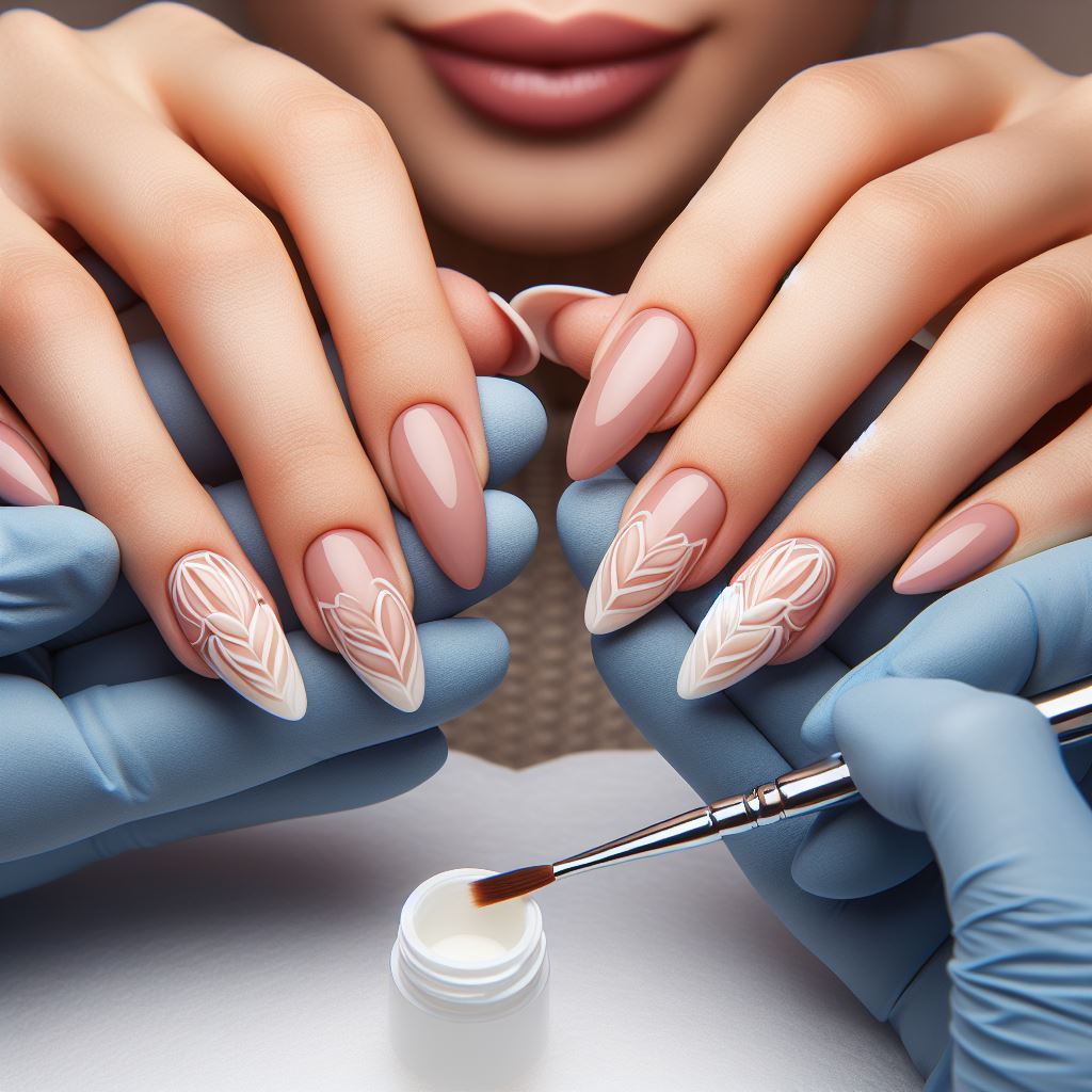 Achieving Symmetry in Gel Nails Careful comparison of both hands to ensure balanced and uniform nail shaping