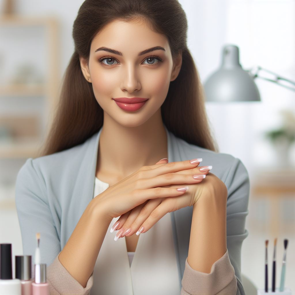 An image featuring a nail technician in a professional setting