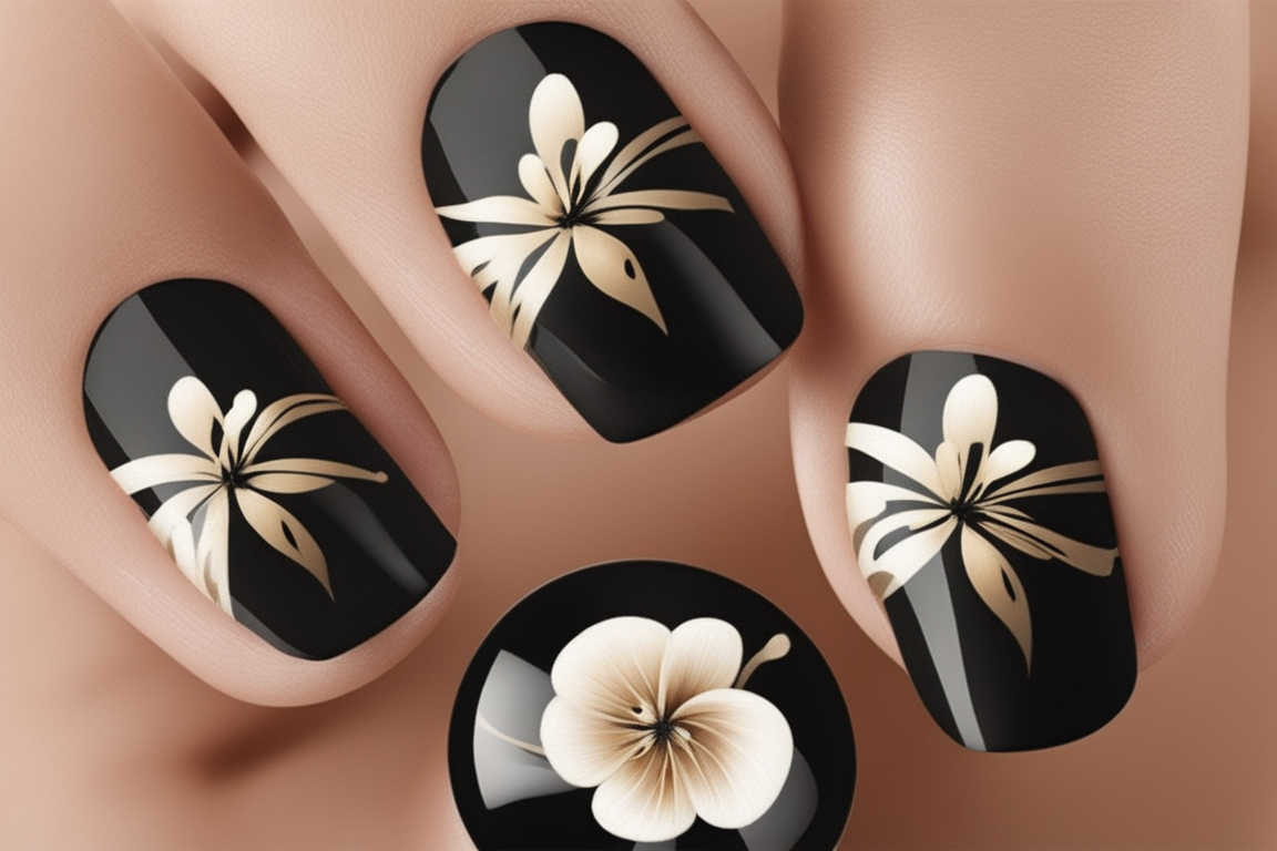 Black french manicure with a glossy finish