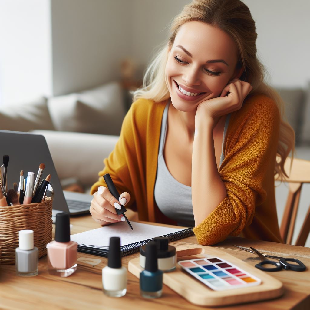 Busy mom enjoying a moment of self-care, painting with a smile