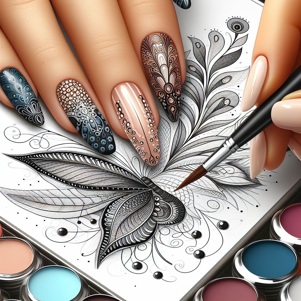 Demonstration of the two-tone nail art design process with two complementing colors