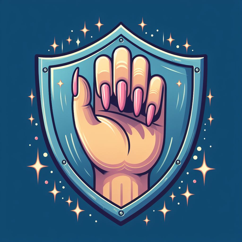 Illustration of a shield with nails symbolizing the protective role of nails for fingertips