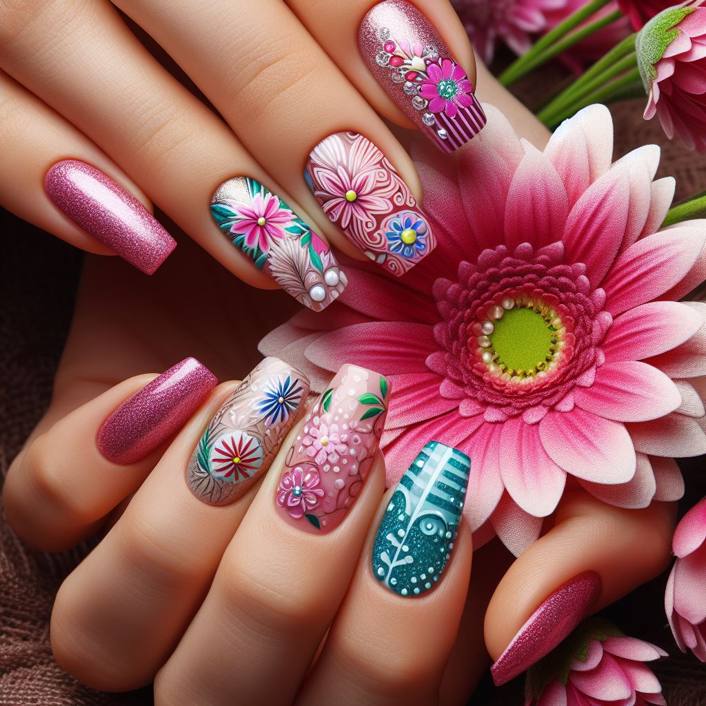 Image of beautifully manicured nails with diverse nail art designs for inspiration