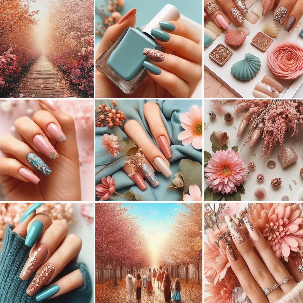 Images representing spring, fall, and summer nail trends