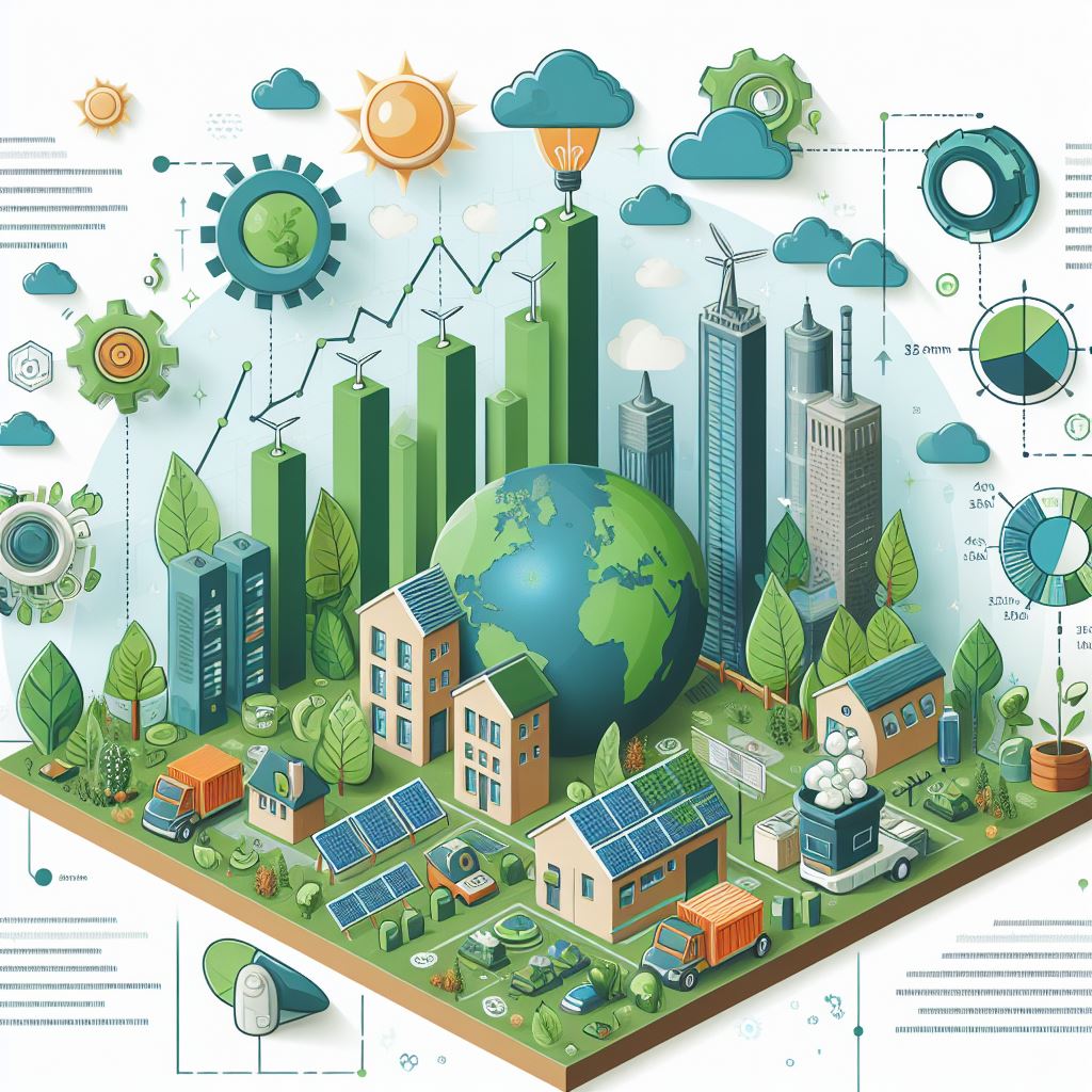 Infographic with market growth chart and eco-friendly elements