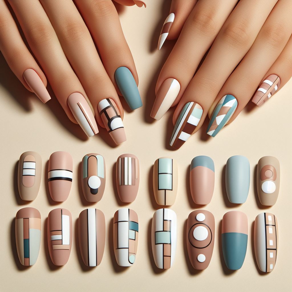 Minimalist nail design showcasing clean lines and geometric shapes for a sophisticated look