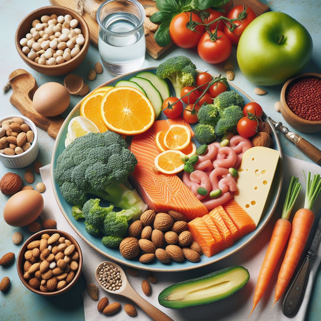 Plate of healthy foods rich in biotin