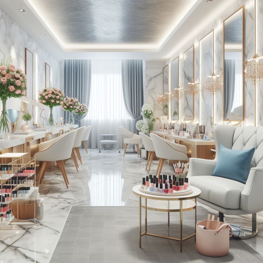 Stylishly decorated nail salon