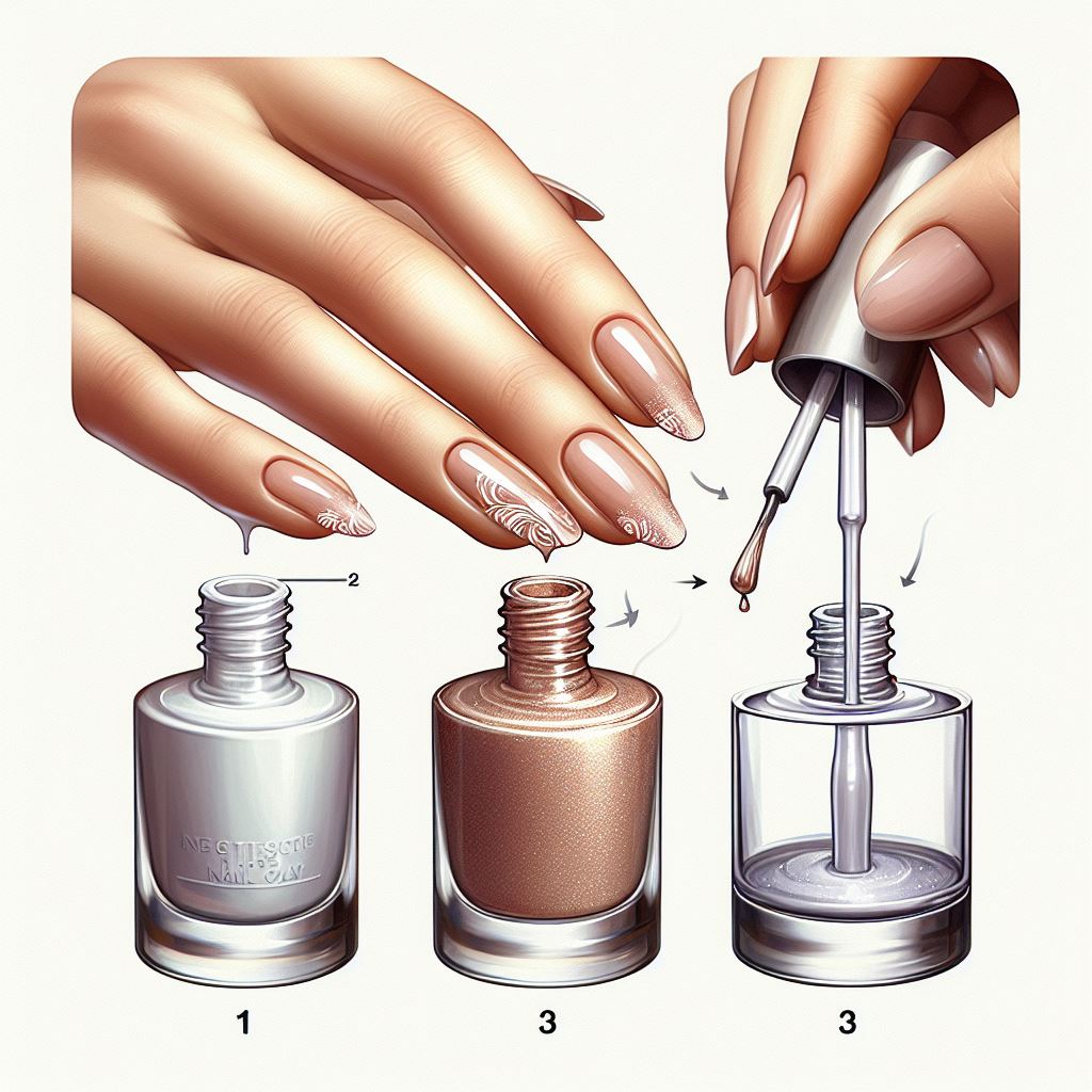 applying a base coat, two thin layers of nail polish, and a clear top coat for creating the perfect base layer for nail art