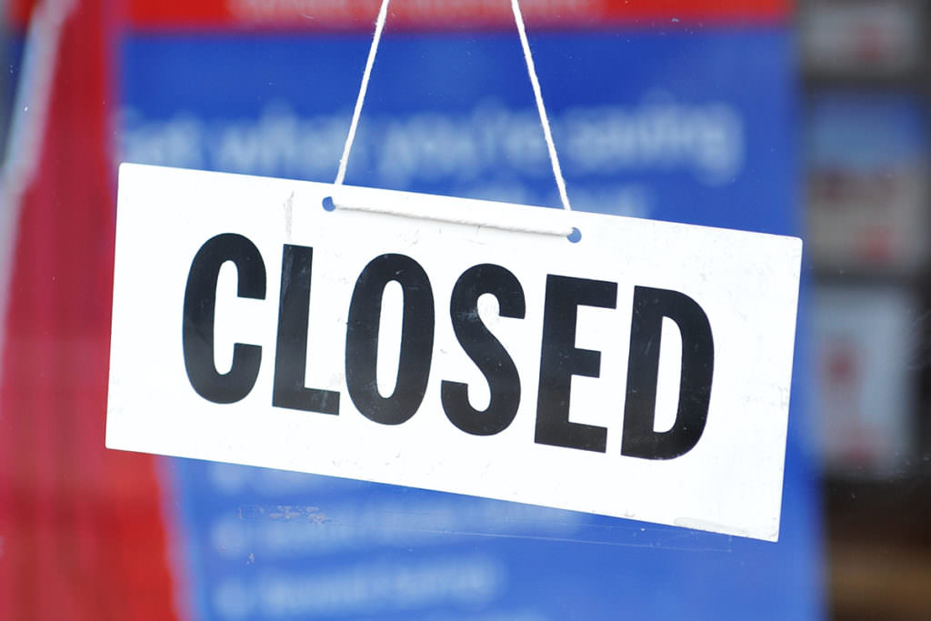 Closed sign board