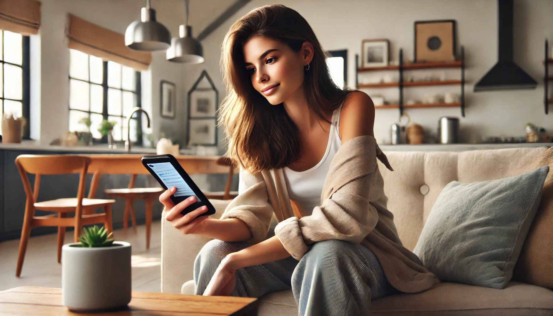 Woman on phone using ChatGPT