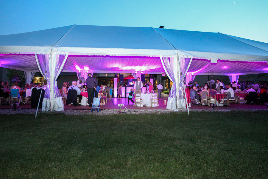 7-6-13 NJ Intelligent Up-lighting and Spotlighting at a NJ Tented Wedding. The Chauncey Conference Center, Princeton, NJ.