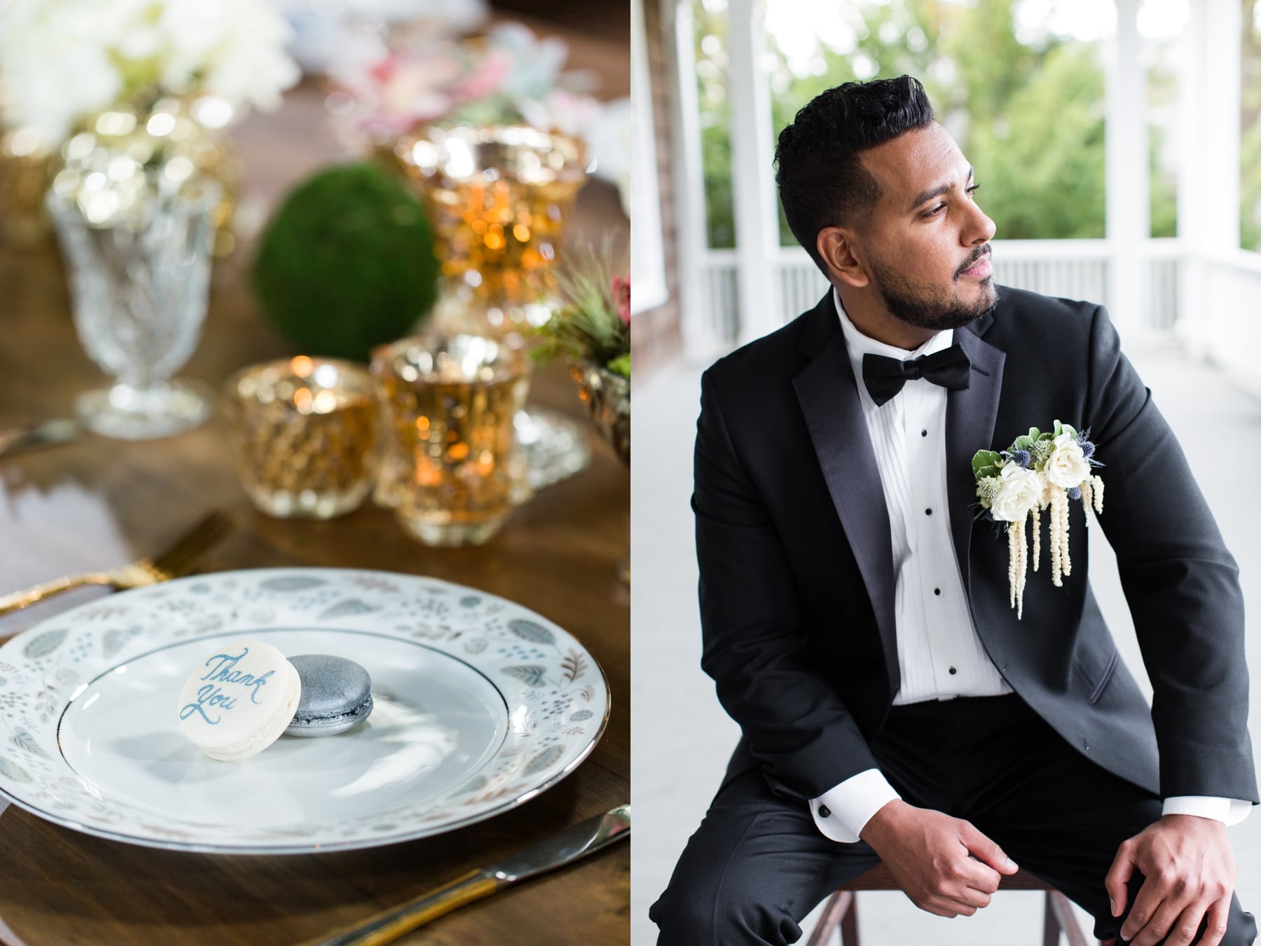 Groom sitting on table Water Witch Club