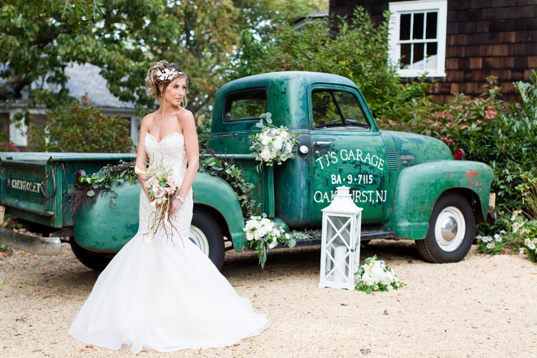 Bride Standing holding Flowers in Her Hand