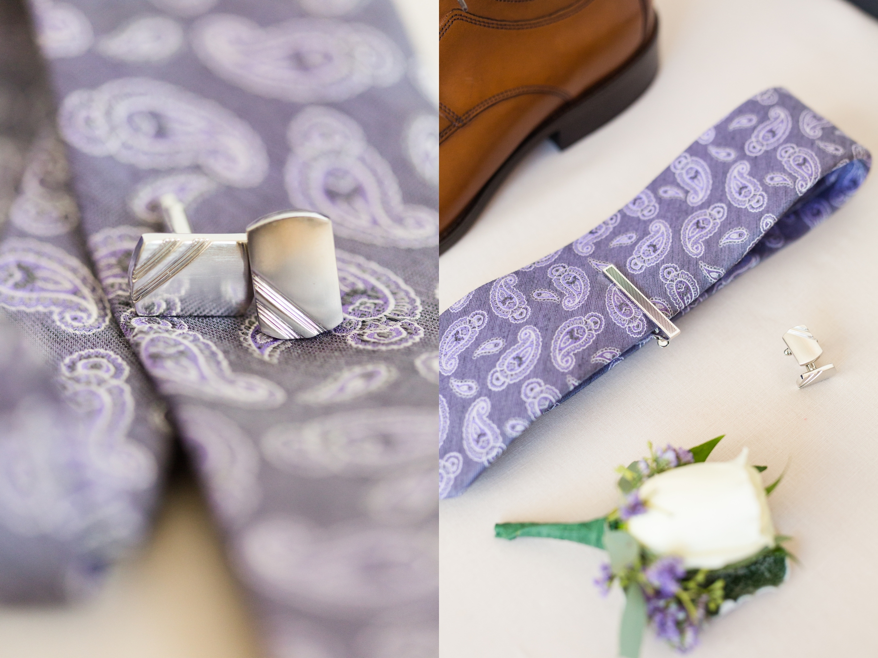 Cufflinks and Purple Tie