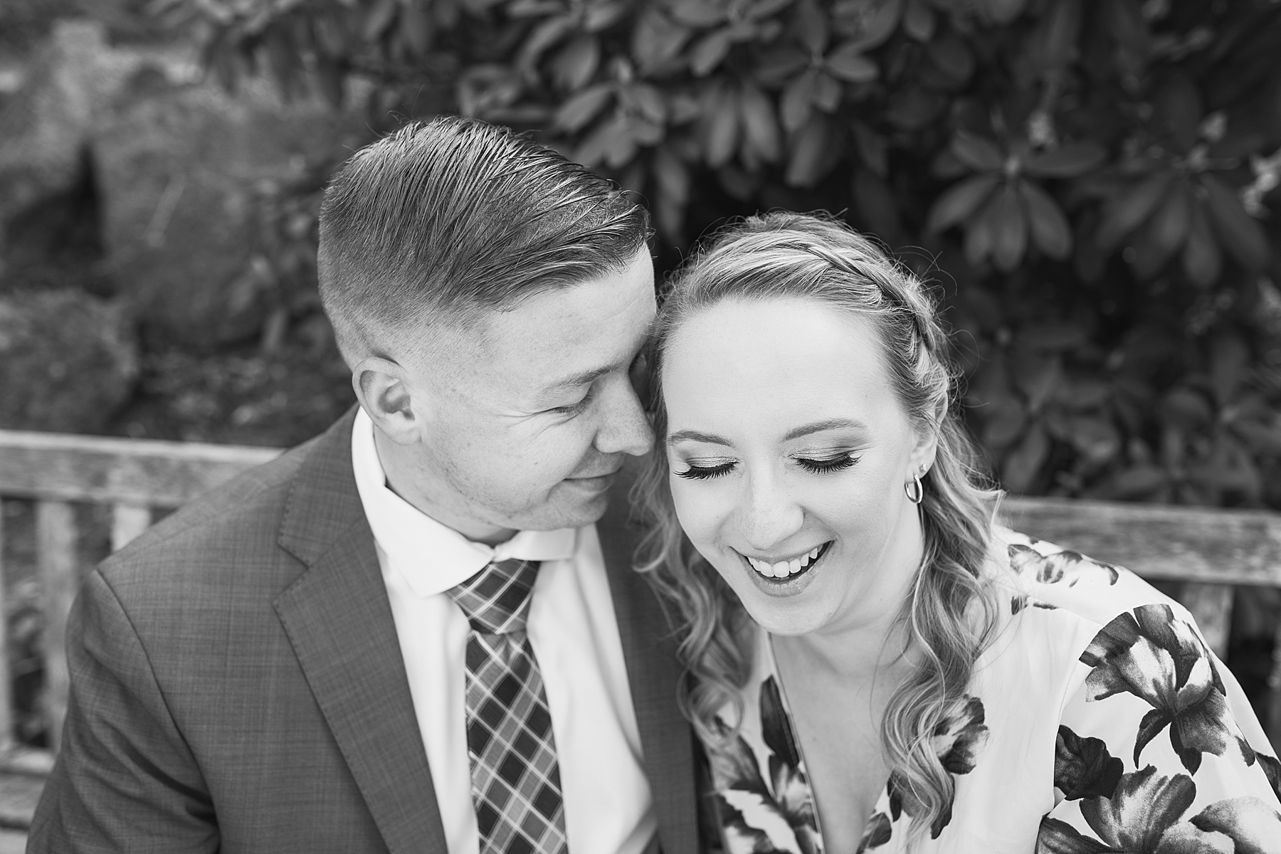 Black & White Photo Of Engaged Couple in Deep Cut Gardens