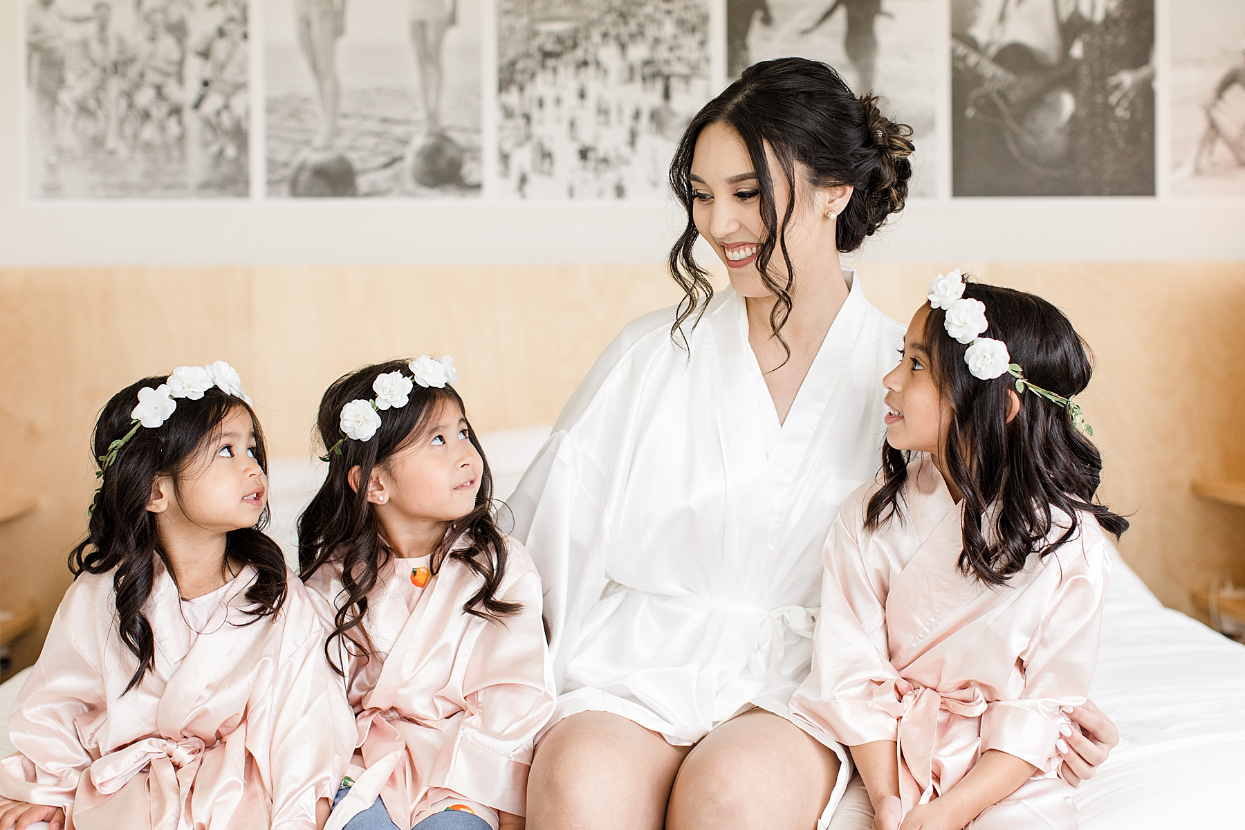 Wedding Bride Sitting With Small Girls in The Mill Lakeside Manor