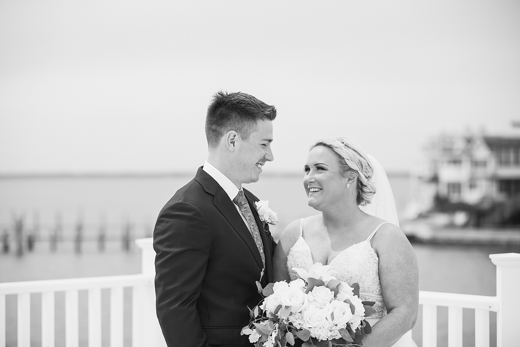 B&W Wedding Photograph Brant Beach Yacht Club