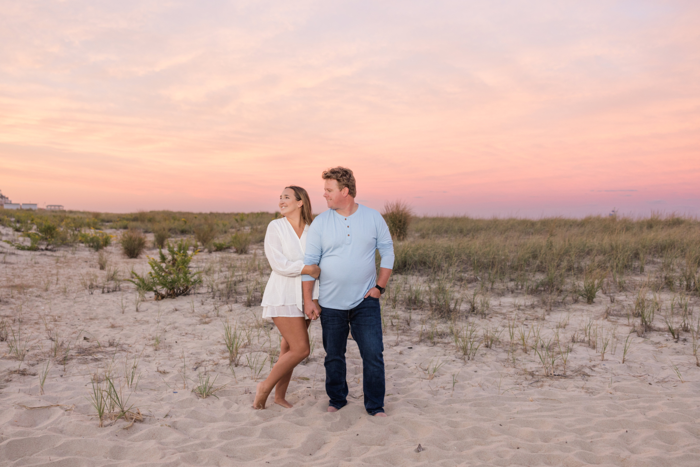 Engagement Photos of couple at Sea Girt Beach NJ