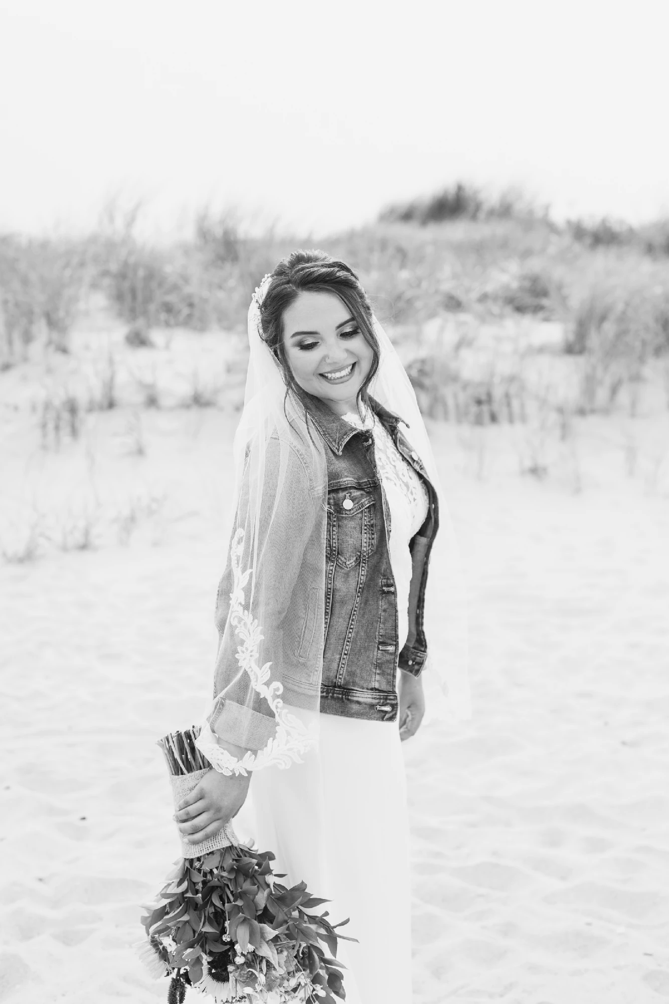 Bride Wedding Potrait near Beach in NJ