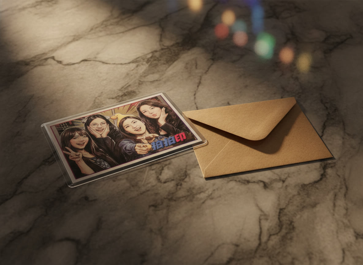 The motion card styled with its sleeve and envelope