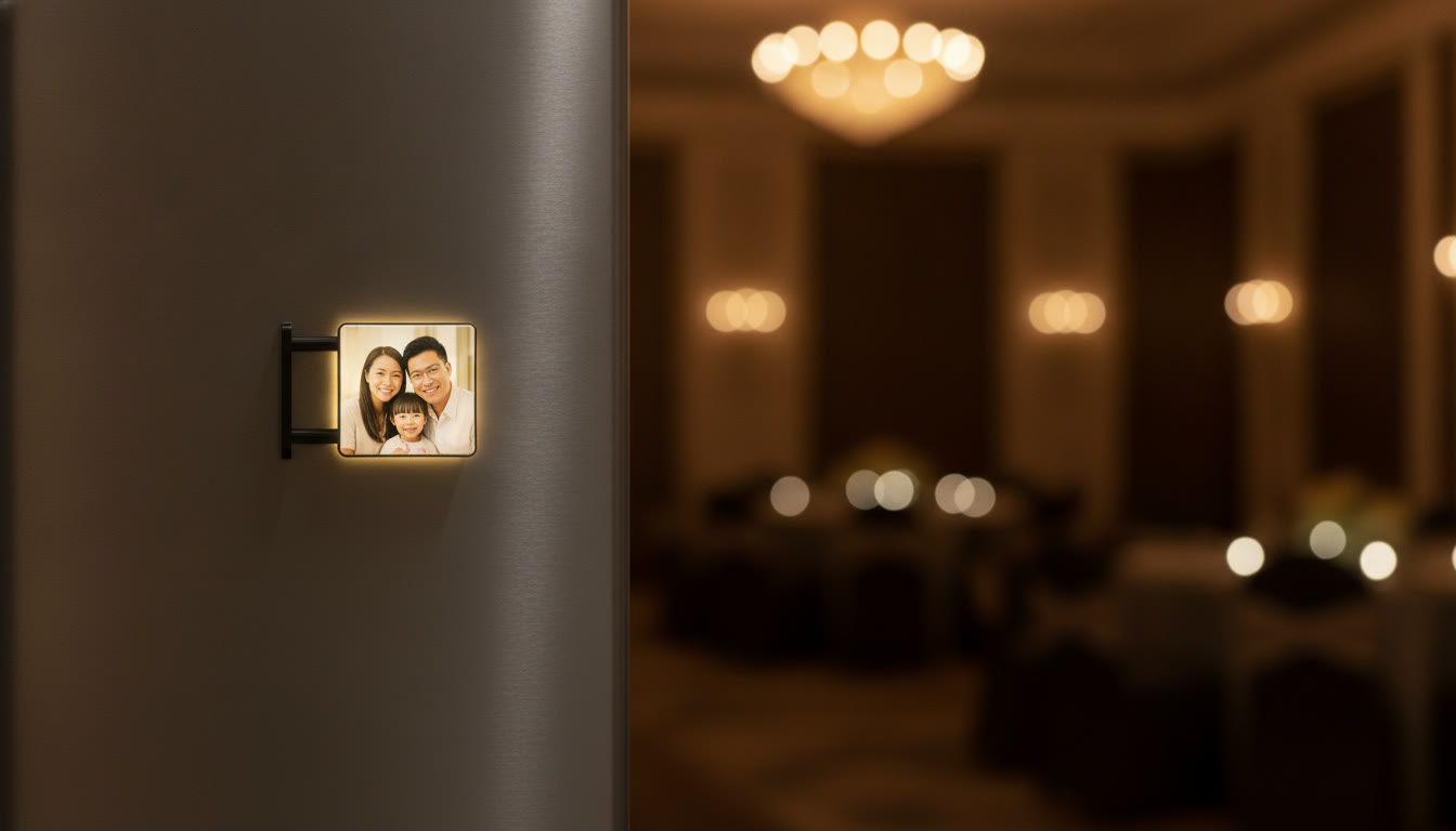 A finished magnetic lightbox glowing on a metal surface
