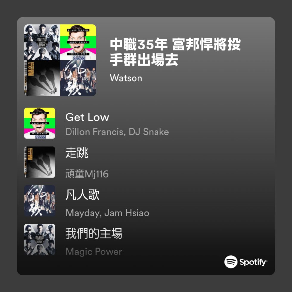 [分享] 中職35年 富邦悍將投手群出場曲