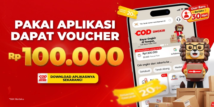 Voucher Ongkir hingga Rp100 Ribu untuk Pengguna Baru Aplikasi Lion Parcel