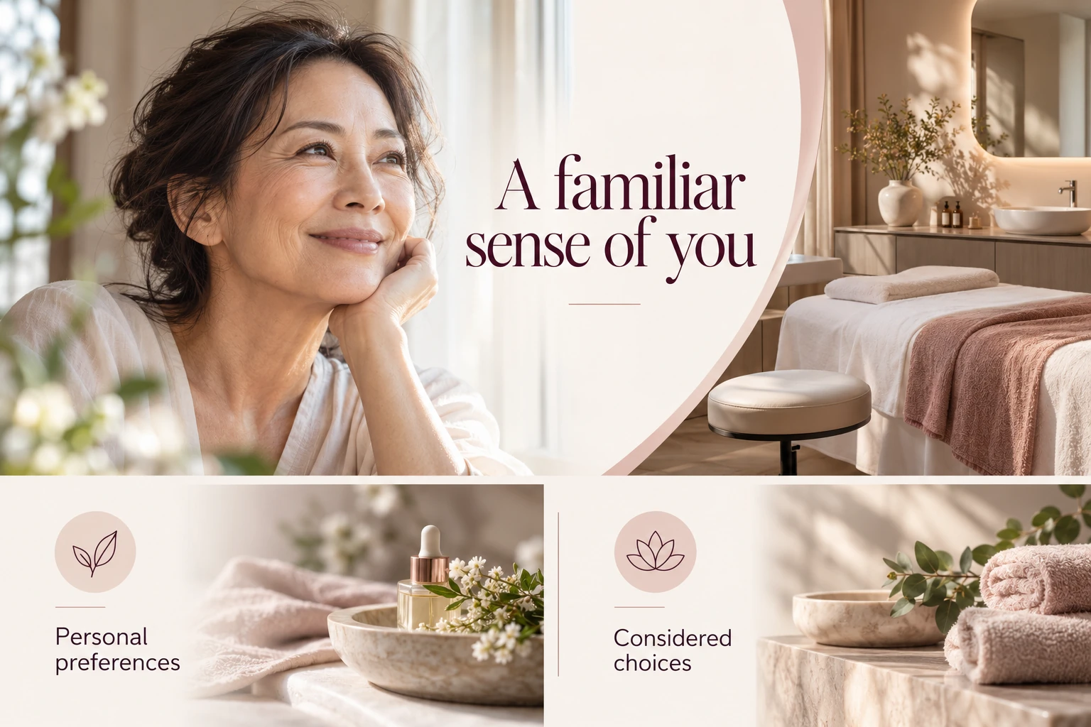 Illustrative infographic: A familiar sense of you. Personal preferences. Considered choices.