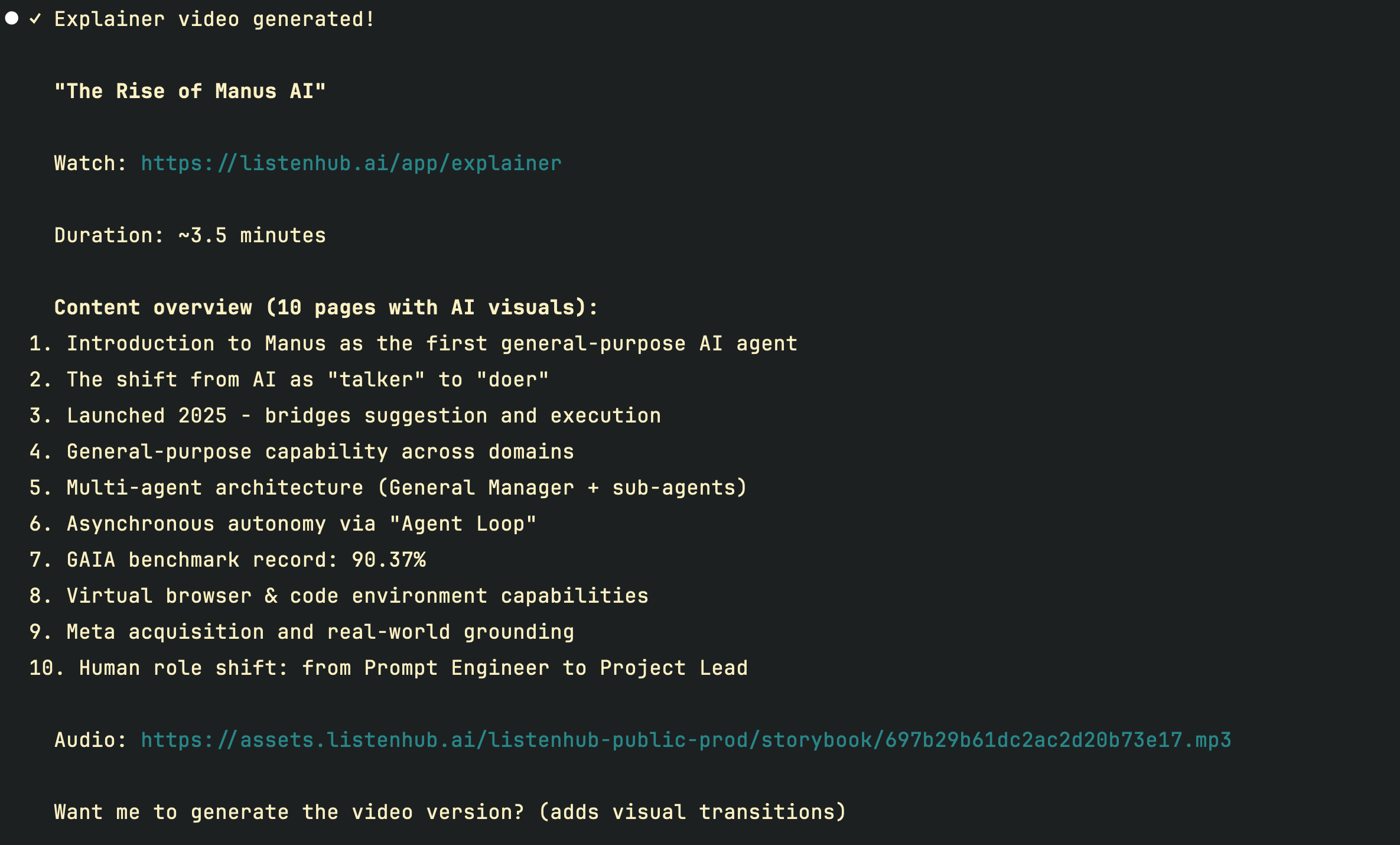 Explainer video generation complete