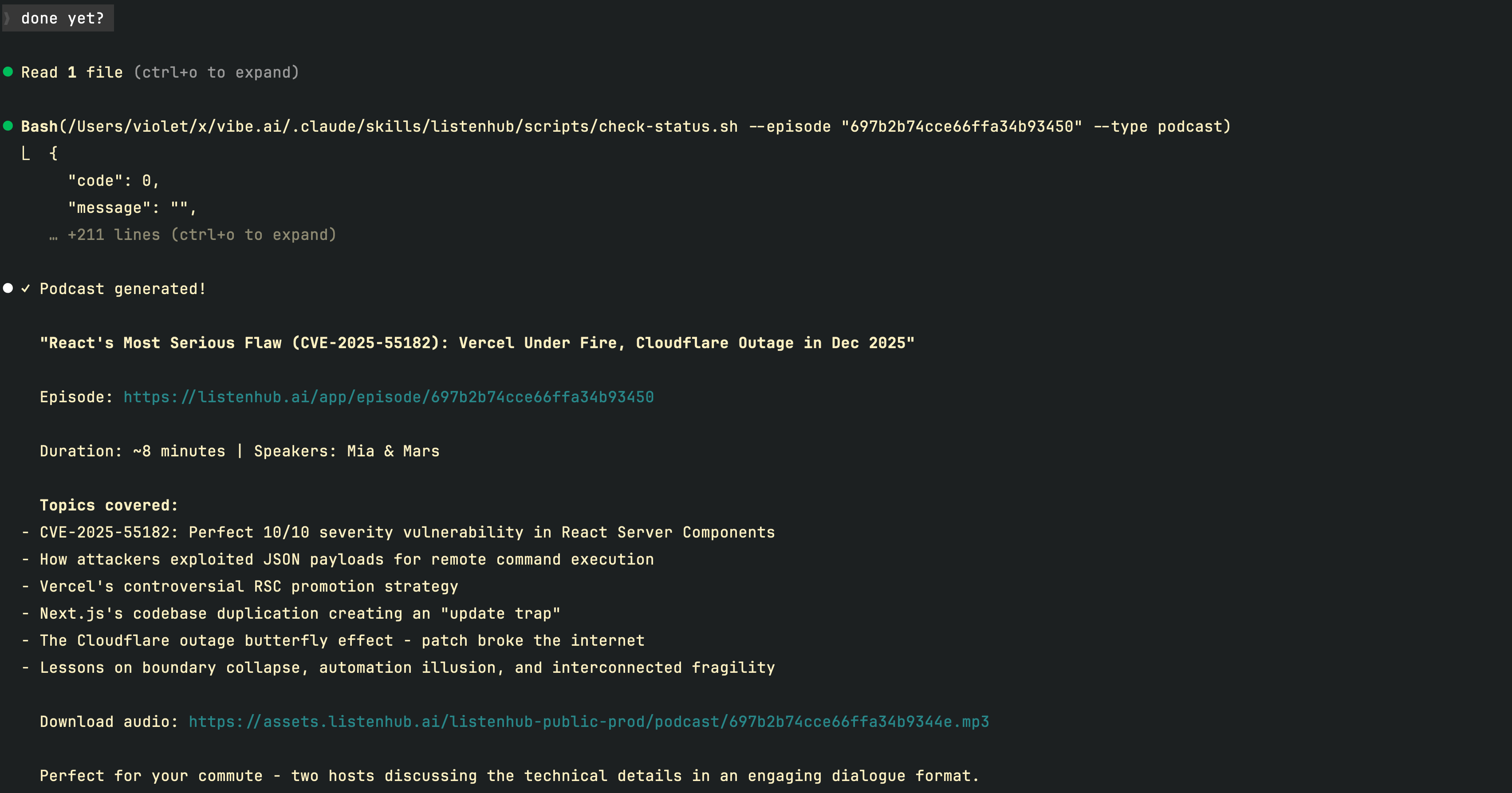 YouTube podcast conversion complete