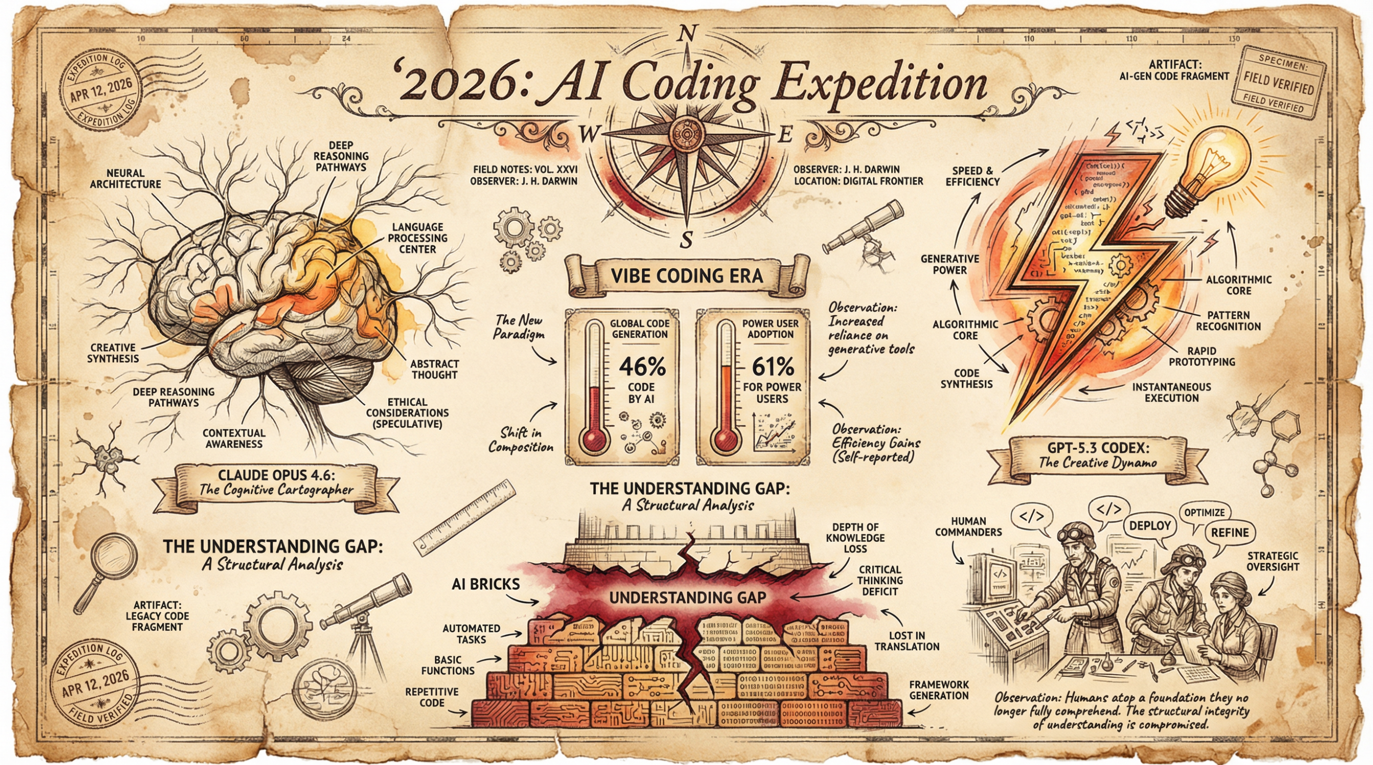 最终版本：Explorer's Journal 风格的 AI Coding 探险日志信息图