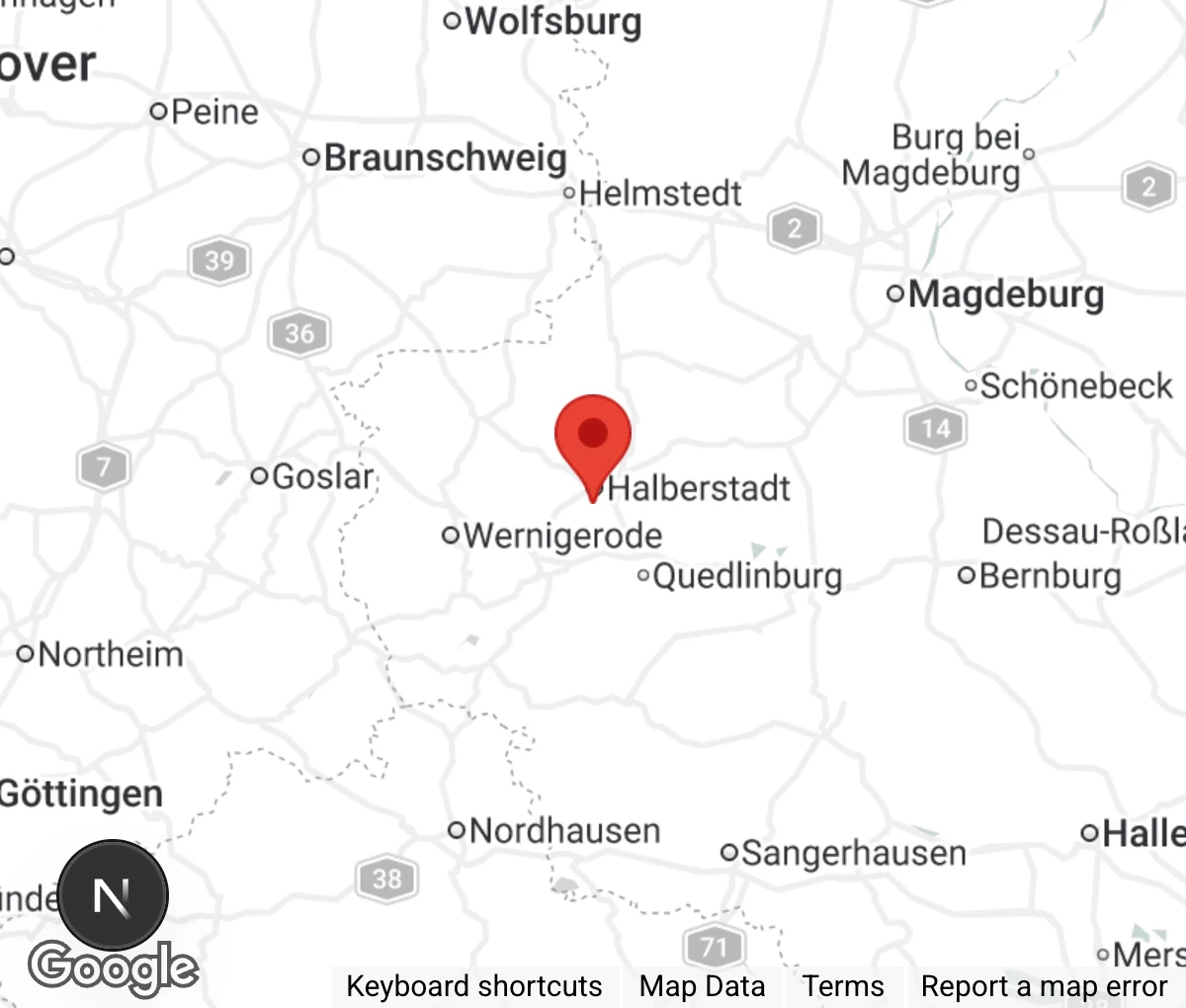 Map showing location of Katzenhaus Halberstadt Fundtierunterkunft