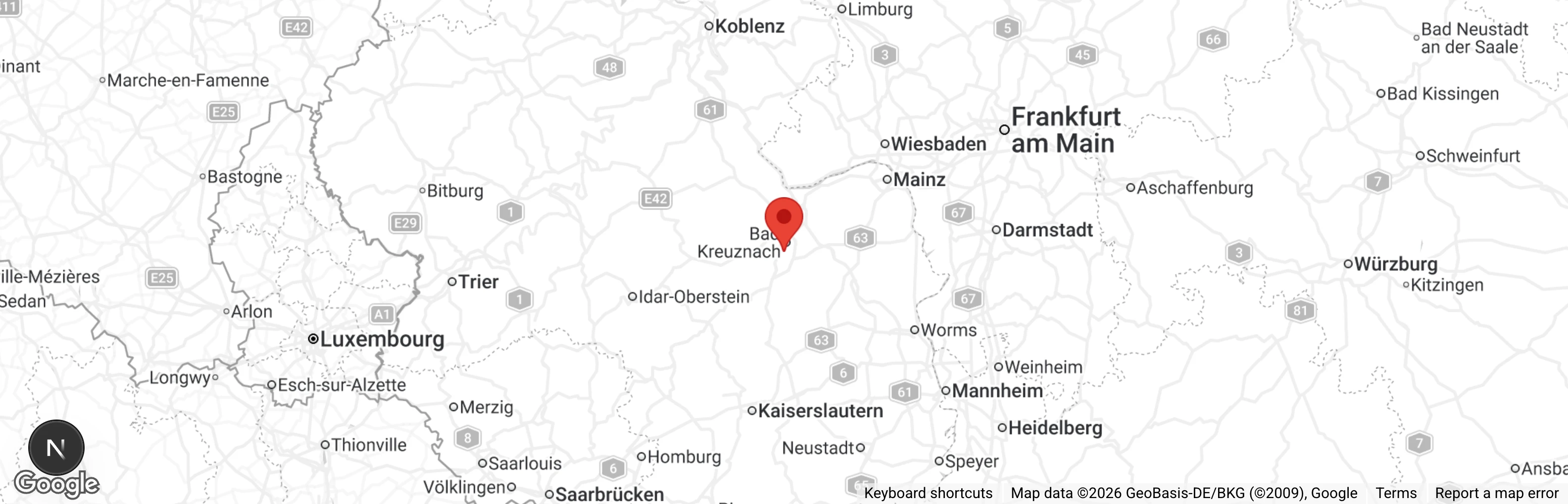 Map showing location of Tierheim Bad Kreuznach