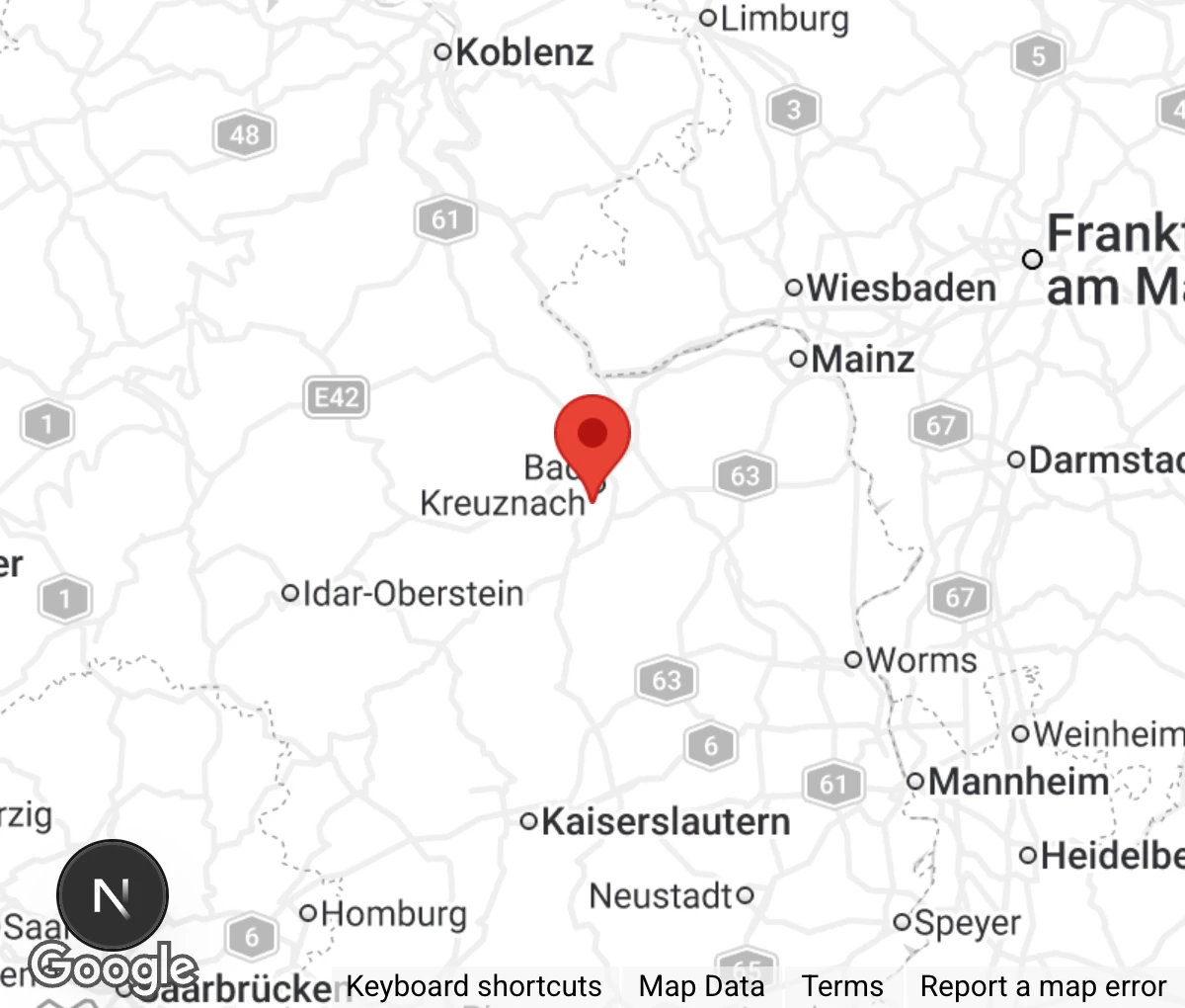 Map showing location of Tierheim Bad Kreuznach