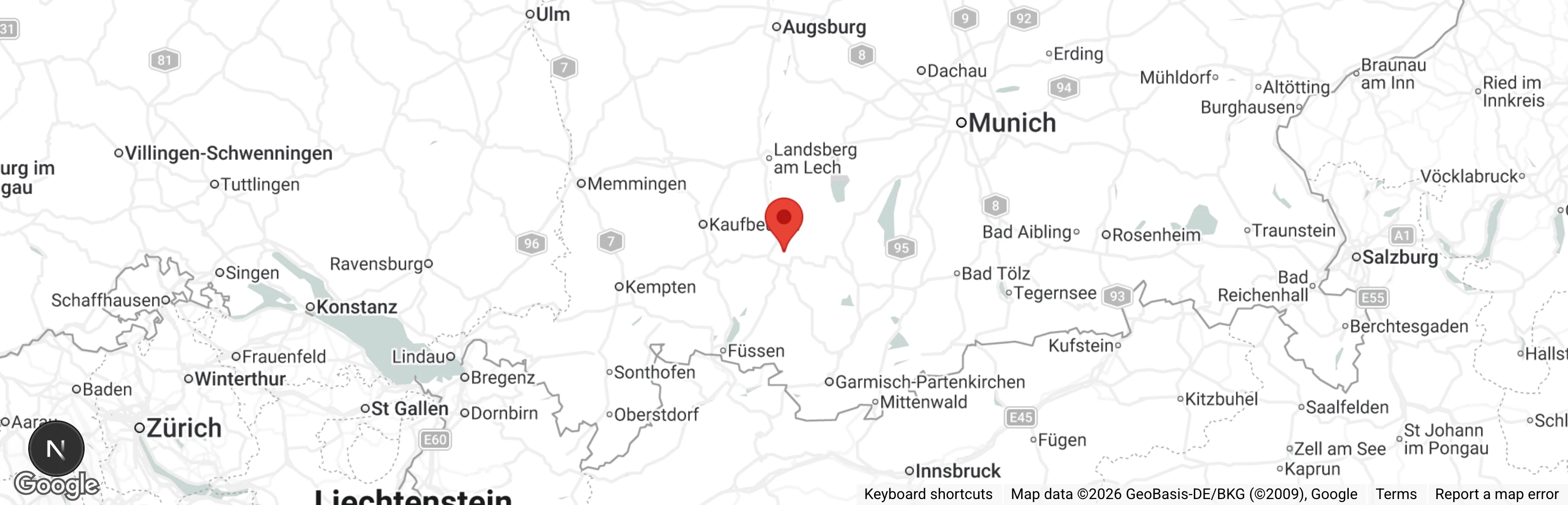 Map showing location of Tierheim im Pfaffenwinkel