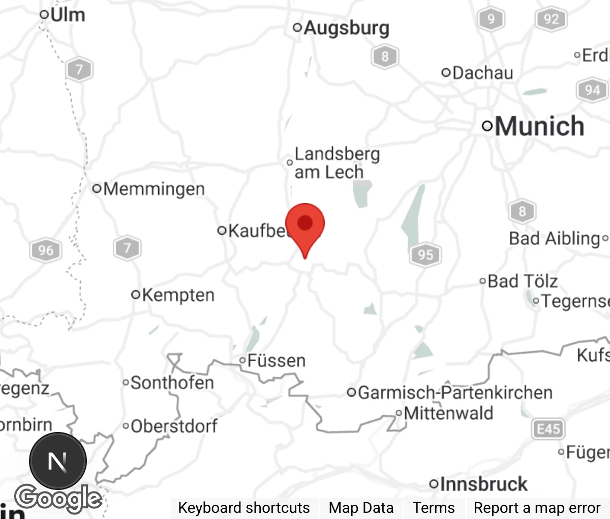 Map showing location of Tierheim im Pfaffenwinkel