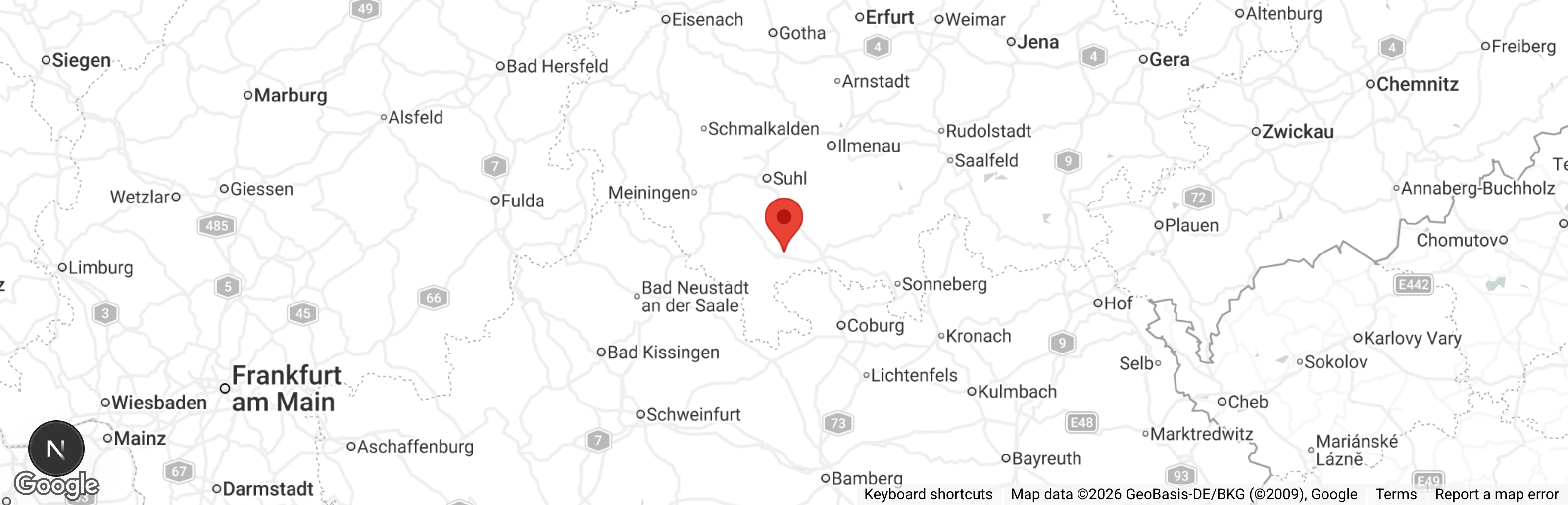 Map showing location of Tierheim Am Wald Hildburghausen