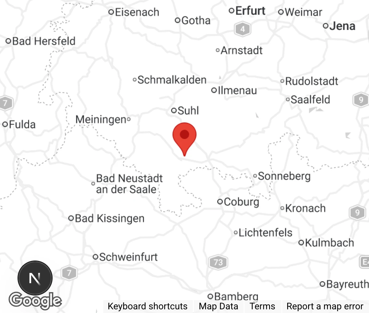 Map showing location of Tierheim Am Wald Hildburghausen