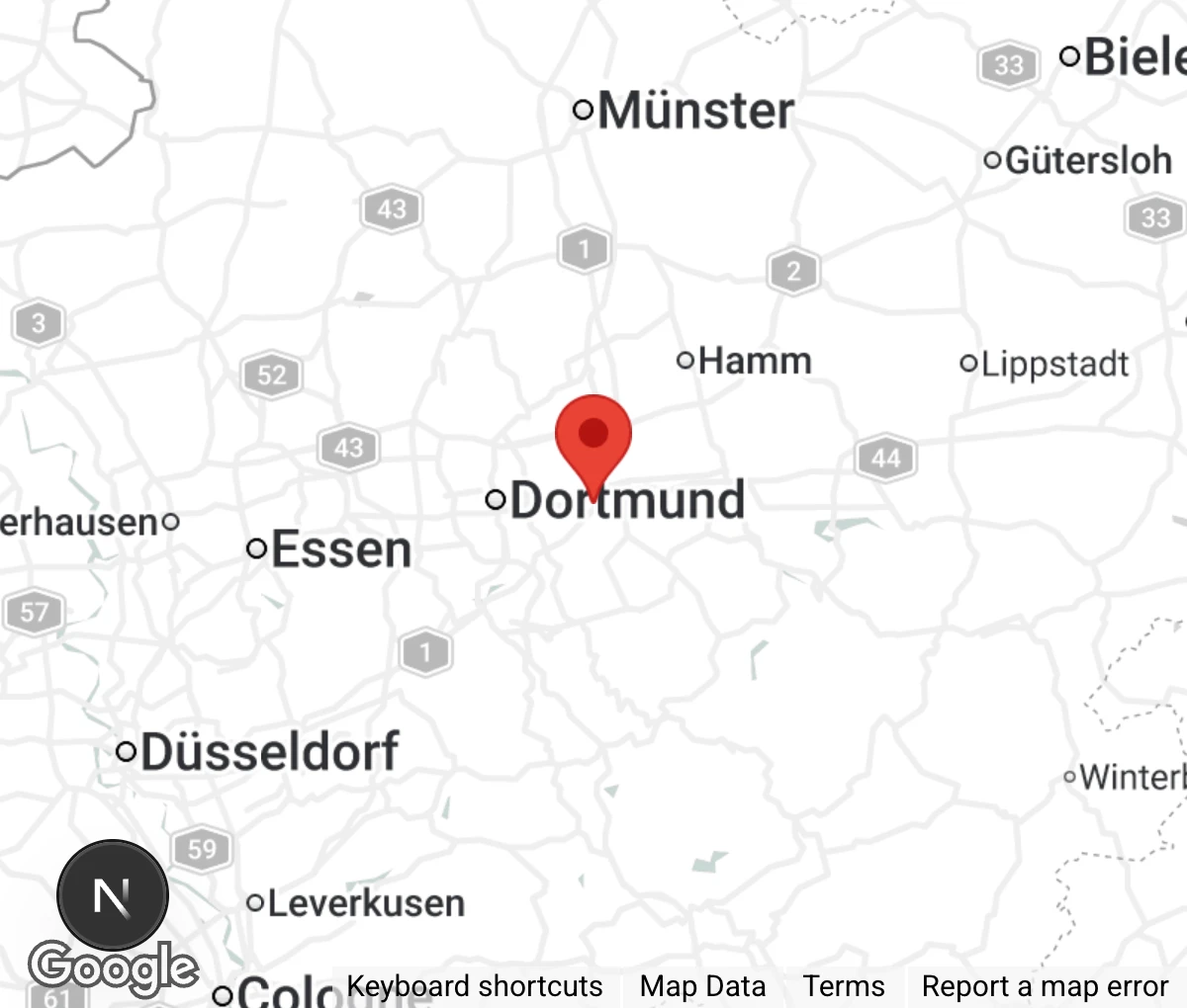 Map showing location of Tierschutzverein Unna e.V.