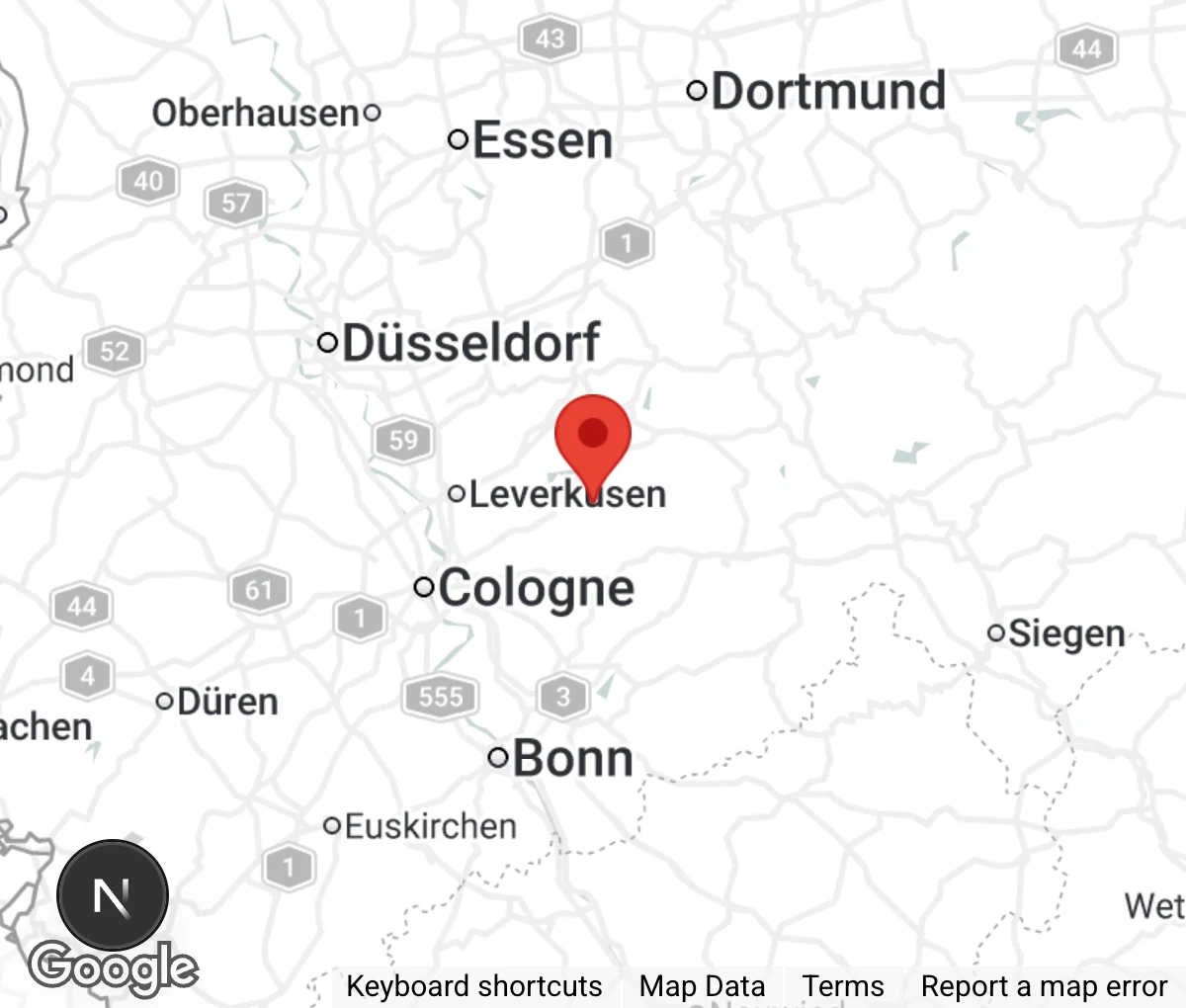 Map showing location of Tierheim Rhein-Berg