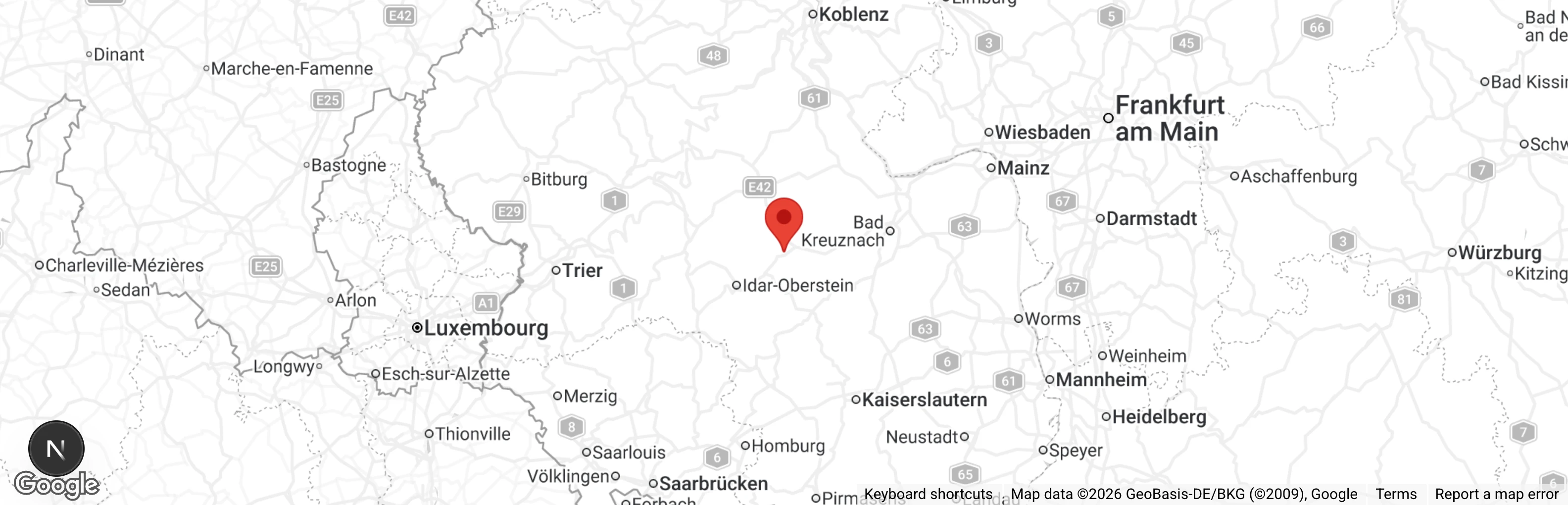 Map showing location of Tierheim Kirn