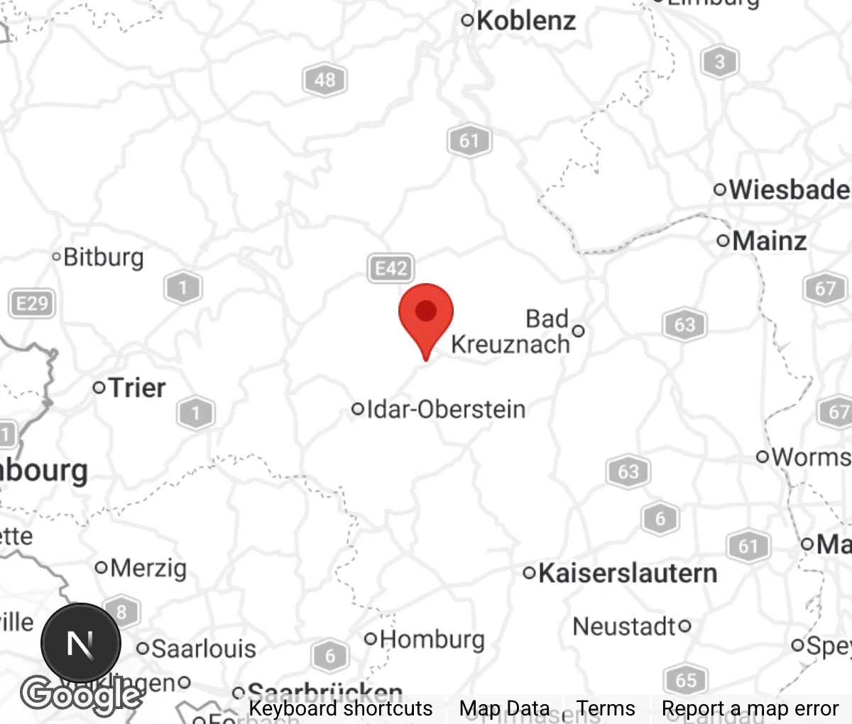 Map showing location of Tierheim Kirn