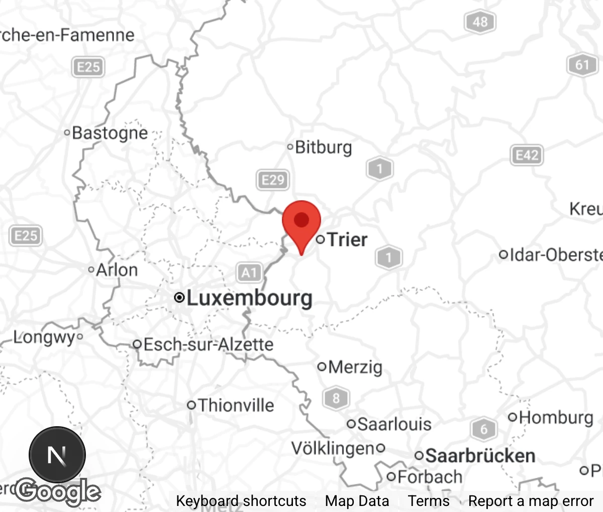 Map showing location of Tierheim Trier-Zewen