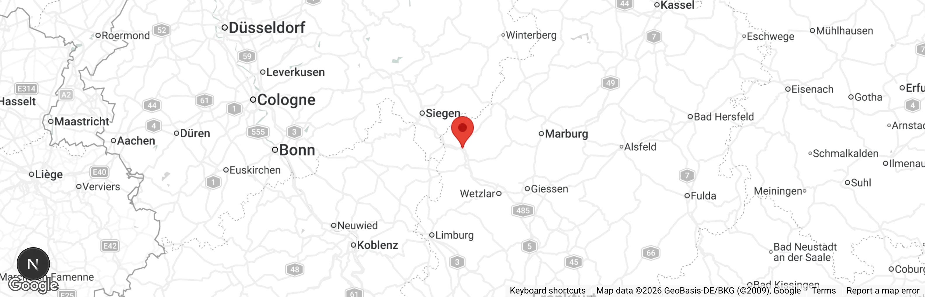Map showing location of Tierheim Dillenburg