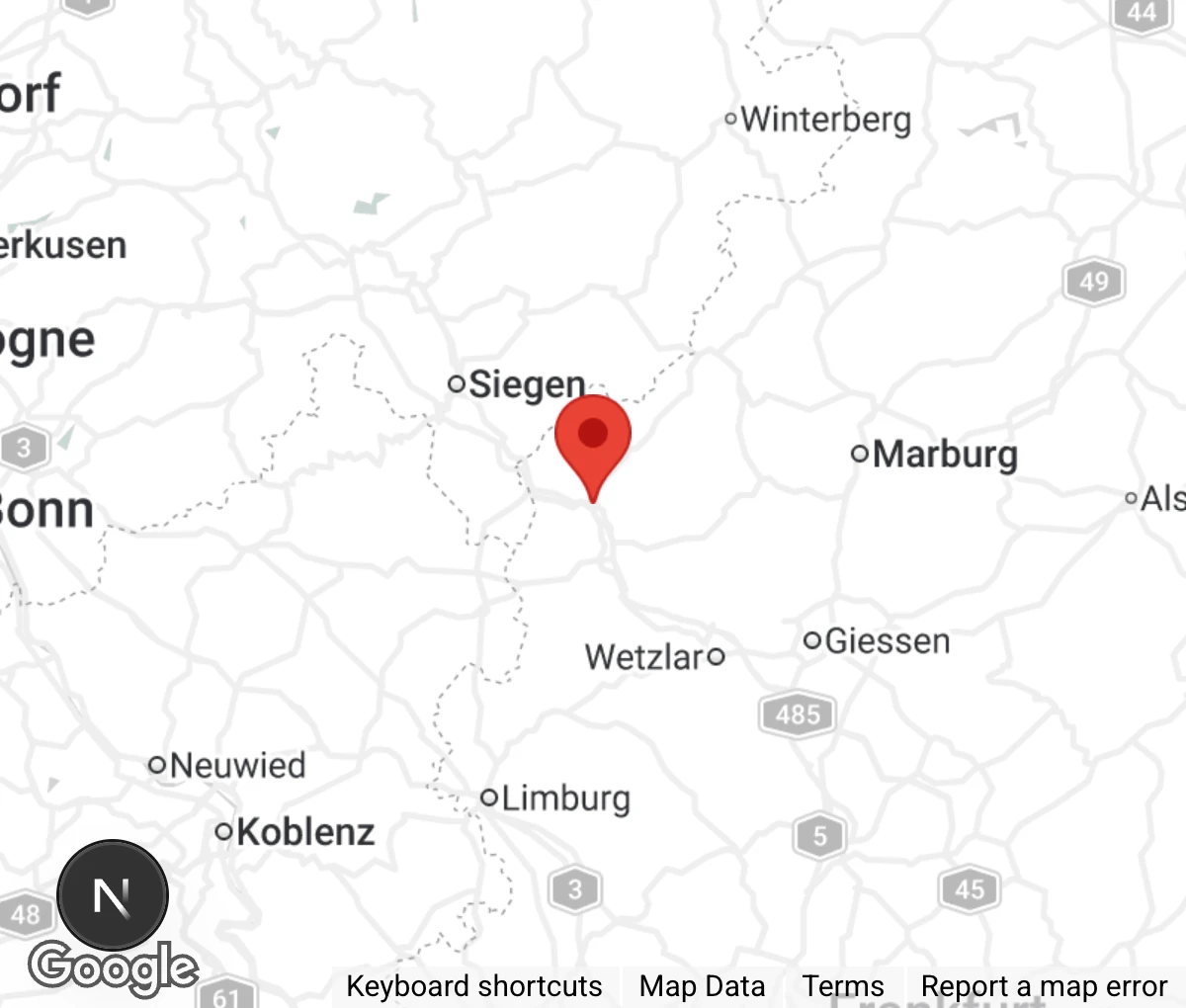 Map showing location of Tierheim Dillenburg