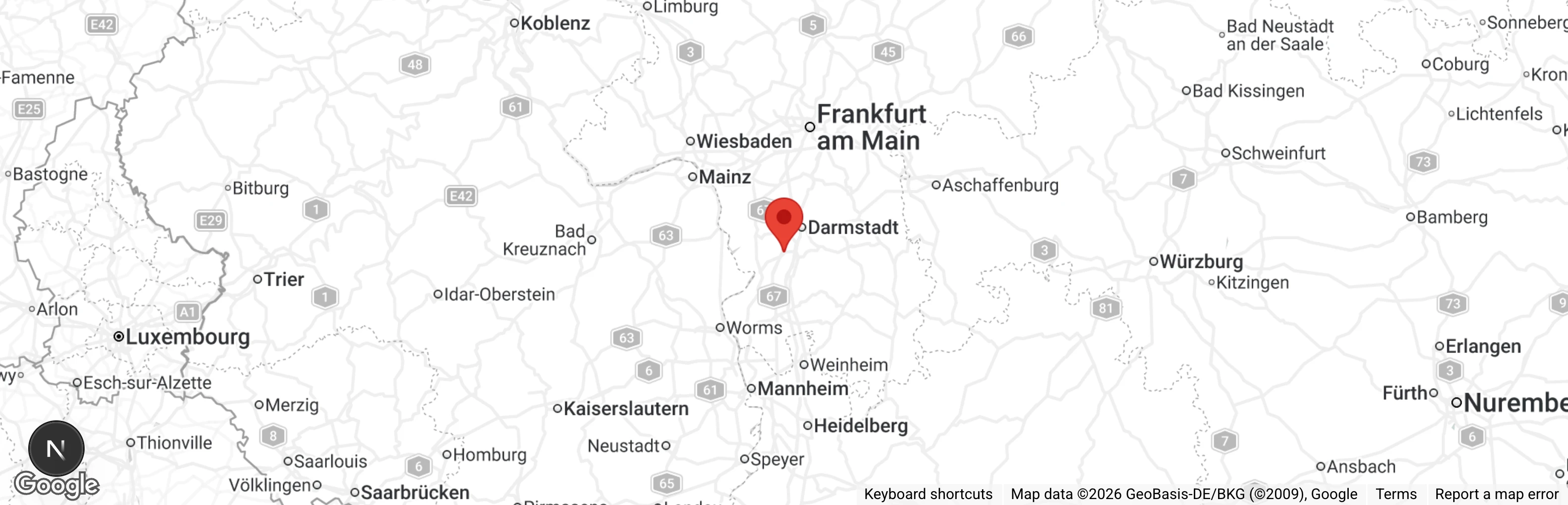 Map showing location of Tierheim Pfungstadt