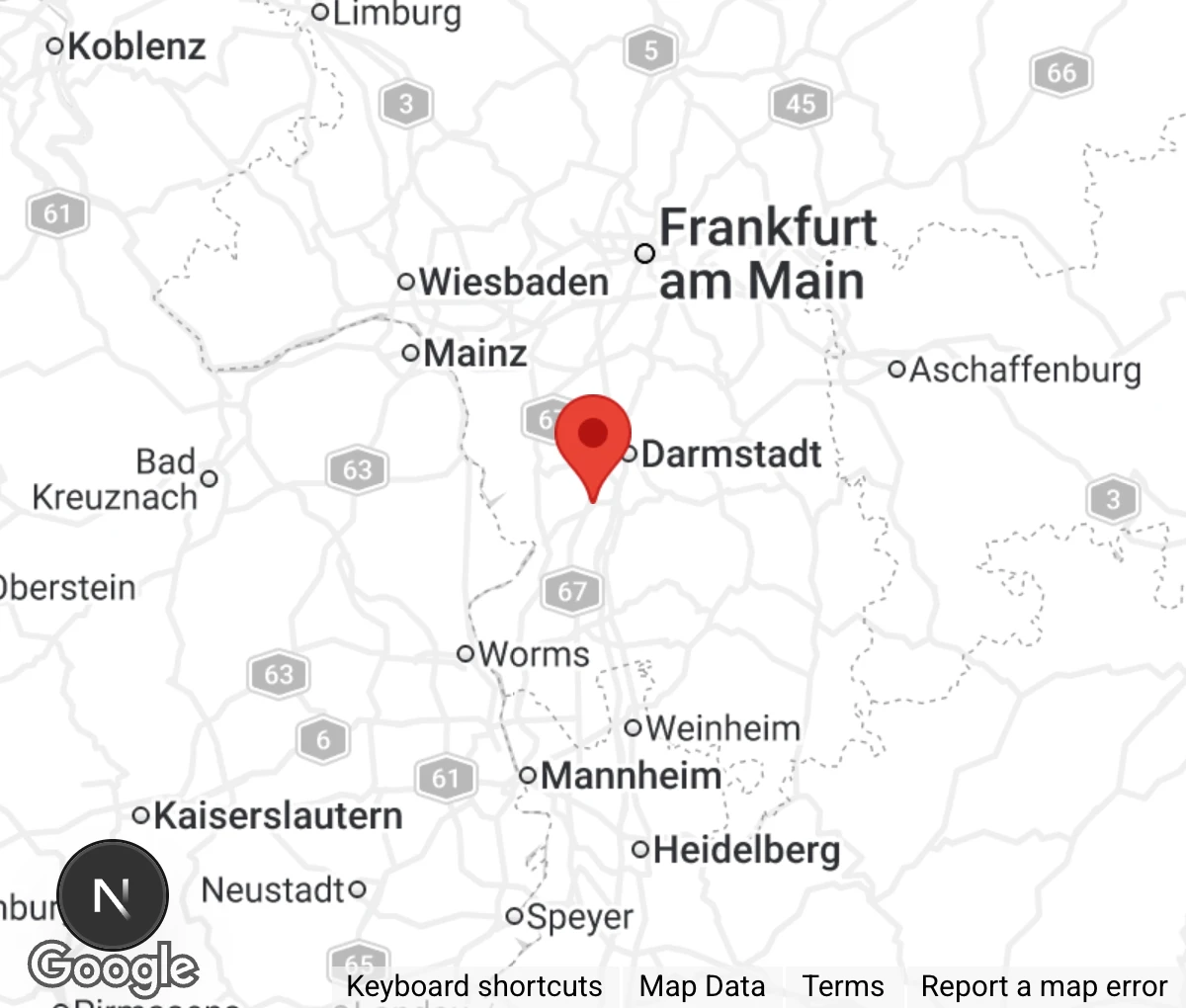 Map showing location of Tierheim Pfungstadt